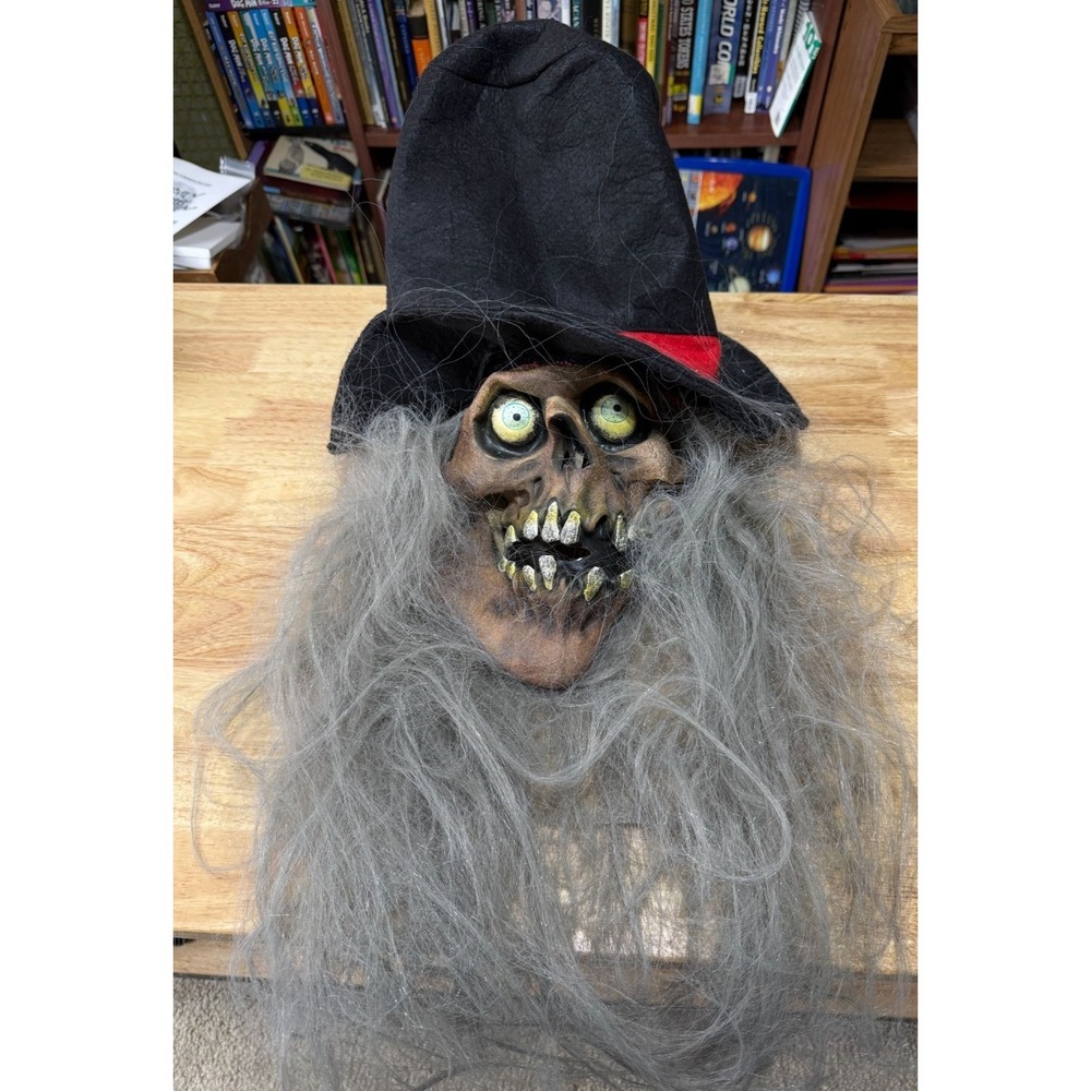 Vintage Skull Lady Mask Bulging Eyes n Teeth Mario Chiodo Studios Long Hair 18"